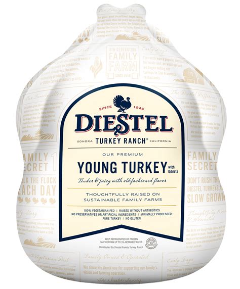 Diestel turkey - Turkey Nitty Gritty. Enjoy fully-cooked products 7-10 days after delivery. Keep frozen until ready to enjoy. Shipping. Standard shipping is free to CA, ID, NV, OR, UT, and WA for non-whole turkey orders over $50. Express shipping is $20 flat for non-whole turkey orders over $50. Ships frozen. Our packaging is 99% compostable. Pro Tip
